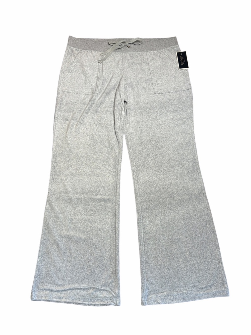 Y2K Juicy Couture Silver Velour Wide Leg Track Pants XL NWT